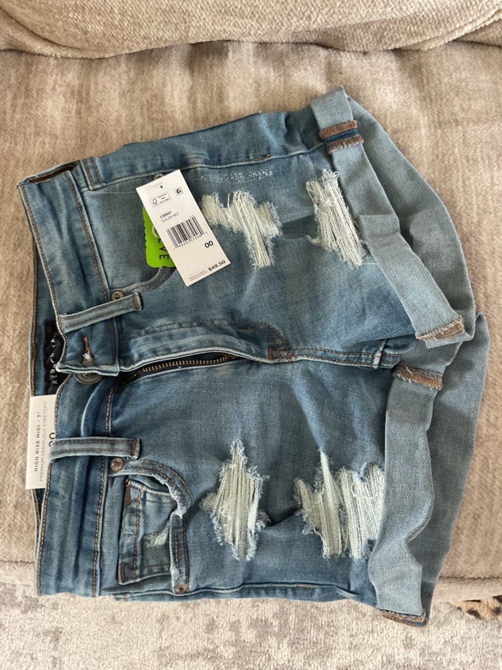 Aeropostale Light Blue Distressed Denim Jean Shorts